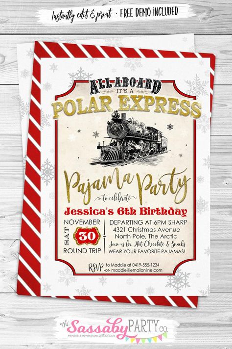 Polar Express Invitations, Polar Express Birthday Party, Polar Express Kid, Pajama Party Birthday, Polar Express Pajamas, Polar Express Christmas Party, Polar Express Theme, Polar Express Movie, Oliver James