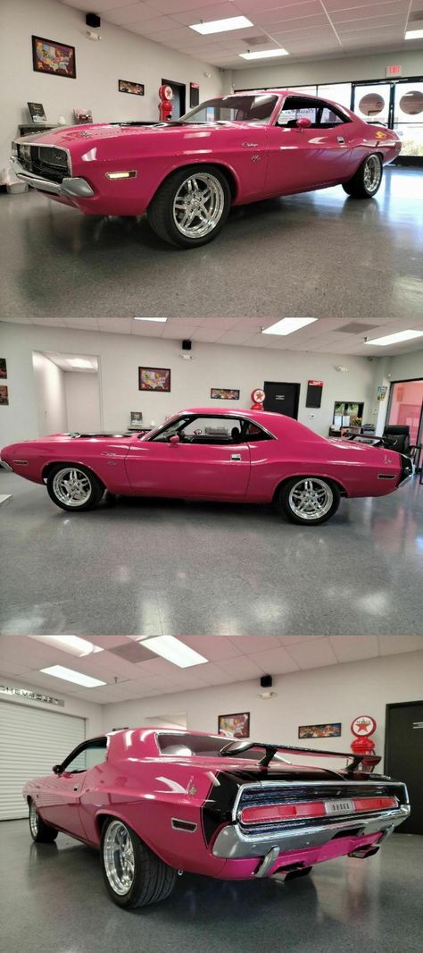 Pink Hellcat Challenger, White And Pink Dodge Charger, Pink Doge Challenger, Dodge Challenger Pink Interior, Pink Dodge Charger, Pink Dodge Challenger, Pink Hell Cat Car, Pink Challenger, Black And Pink Dodge Challenger