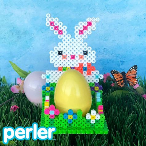 Perler® Bunny Egg Holder Easter Diy Crafts, Bunny Egg Holder, Easy Perler Bead Patterns, Easy Perler Beads Ideas, Bunny Egg, Easter Crafts Diy, Crafty Kids, Egg Holder, Perler Beads Designs