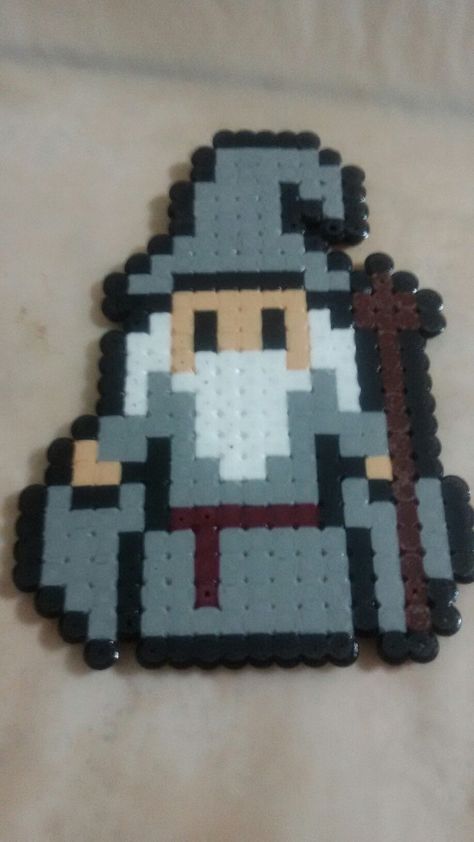 Lord Of The Rings Gandalf The Grey hama beads Lord Of The Rings Hama Beads, Lotr Perler Beads, Lord Of The Rings Perler Beads, Lord Of The Rings Pixel Art, Rings Patterns, Lord Of The Rings Gandalf, Perler Beads Ideas, Gandalf The Grey, Melty Bead Patterns