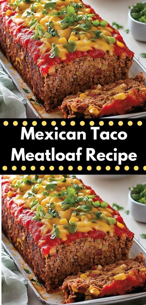 Need a hearty meal that’s easy to prepare? This Mexican Taco Meatloaf offers the perfect balance of spices and texture. It’s a fantastic addition to your collection of beef recipes for busy weeknights. Dinner Ideas Easy Beef, Tasty Ground Beef Recipes, Beef Ground Recipes, Simple Ground Beef Recipes, Delicious Ground Beef Recipes, Taco Meatloaf, Mexican Meatloaf, Quick Beef Recipes, Ground Beef Meals