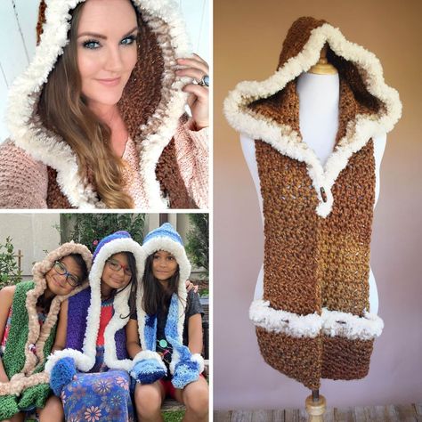 The Kunik Scoodie is an Easy Crochet Hooded Scarf pattern, with easy written instructions. This scarf can be sized from toddler to XL! Crochet Hooded Scarf Pattern Free, Scoodie Crochet, Crochet Hooded Scarf Pattern, Hooded Scarf Pattern, Crochet Hooded Scarf, Gold Crochet, Pocket Scarf, Crochet Hood, Pocket Scarves