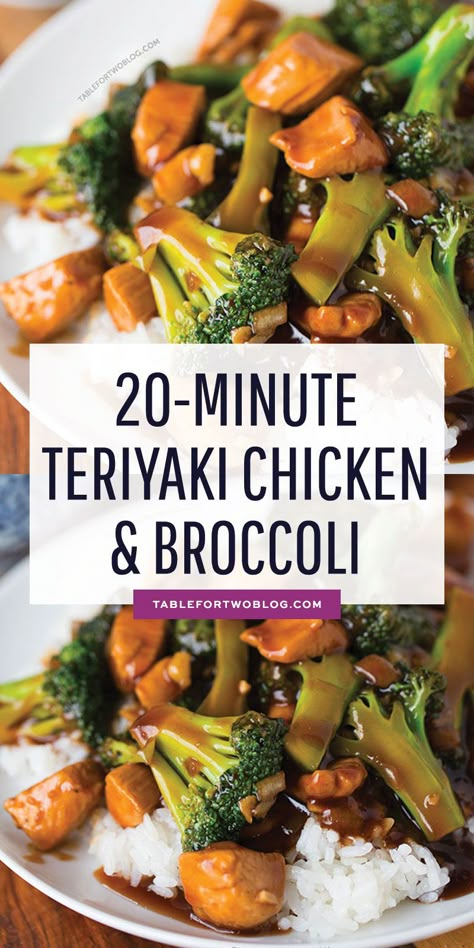 This easy 20-minute teriyaki chicken and broccoli will soon be a favorite in your house! Recipe on tablefortwoblog.com #teriyakichicken #quickdinner #easymeal #chickenandbroccoli #chickendinner #chickenrecipe #dinnerrecipe #recipes tablefortwo Teriyaki Chicken And Broccoli, Ayam Teriyaki, Easy Teriyaki Chicken, Teriyaki Recipe, Chicken Teriyaki Recipe, Broccoli Chicken, Chicken Teriyaki, Menu Recipes, Weekend Cooking