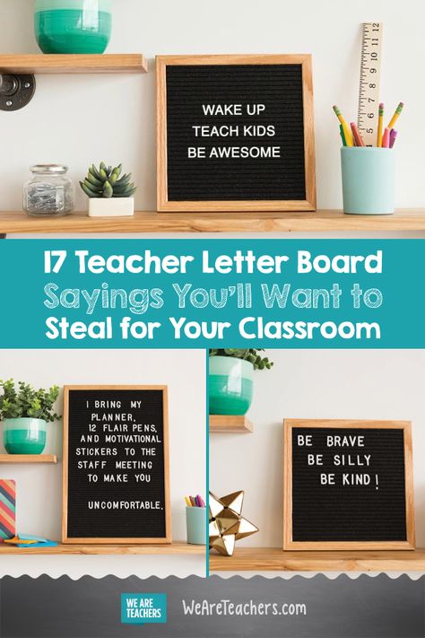 17 Teacher Letter Board Sayings You'll Want to Steal for Your Classroom. Letter boards are everywhere nowadays, and it's the perfect time to add them to your classroom. Whether you want to add a funny saying or an inspirational quote to your classroom, they are a needed addition this school year. #classroom #classroomdecor Teacher Letter Board, Sayings For Teachers, Letter Board Sayings, Letterboard Sayings, Teacher Letter, Board Sayings, Message Board Quotes, Teachers Lounge, Letter To Teacher