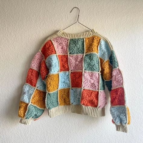 Check out this PatchworkSweater made by @_kristencrochets. Isn't it cozy? 🍁🍂 Pattern: Patchwork Sweater by Auburn Threads #crochet #crochetsweater Crochet Sweater Scrap Yarn, Crochet Sweater Color Combination, Crochet Patch Sweater, Crochet Sweater Patchwork, Granny Square Sweater Pattern Free, Patchwork Sweater Pattern, Patchwork Sweater Crochet, Patchwork Crochet Sweater, Knit Patchwork Sweater