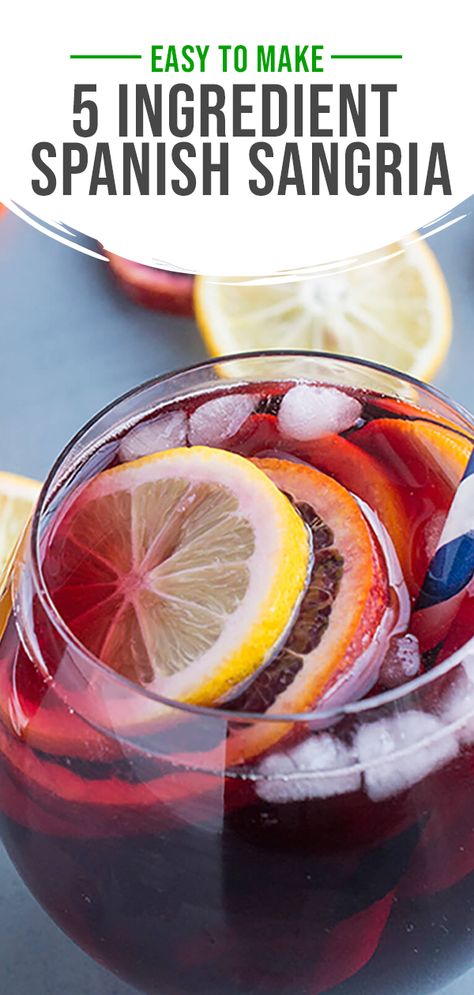 Using just 5 simple ingredients, this fresh and fruity sangria recipe is ideal for entertaining and perfect for making ahead of time. Brandy Sangria, Blood Orange Sangria, Spanish Sangria, Fruity Sangria, Best Sangria Recipe, Orange Sangria, Sangria Drink, Spanish Red Wine, Red Sangria Recipes