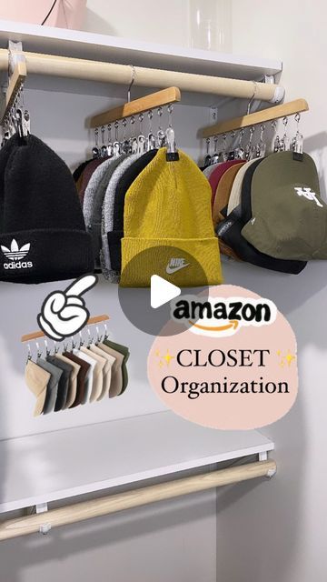 Emma Villaneda on Instagram: "Sharing a few ✨CLOSET✨ organization finds from AMAZON! 💕

🛍️🤩👉🏻Which product was your favorite?! 

•
•

#diy #organization #organizationideas #amazon #hack #homehacks #home #homedesign #diyproject #tutorial #hacks #amazonfinds #closet #homeorganization" Closet Organization Amazon Finds, Organize Winter Hats And Gloves, Organizing Hats And Gloves Winter Gear, Dollar Tree Organization, Hat Organization, Home Hacks, Closet Organization, Organization Hacks, Getting Organized