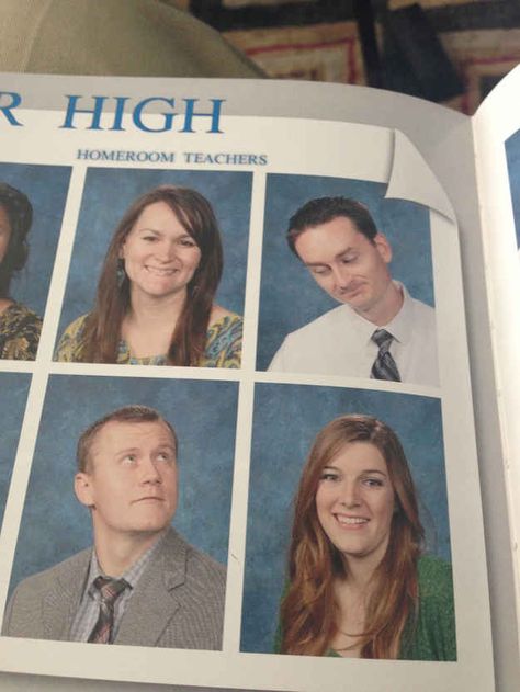 These teachers, who are each other's reasons for getting up in the morning. | 22 Teachers Who Know How To Take A Yearbook Photo Funny Yearbook Quotes, Funny Yearbook, First Day Of School Pictures, Funny School Pictures, School Sucks, Yearbook Pictures, Best Funny Photos, Yearbook Quotes, Make School