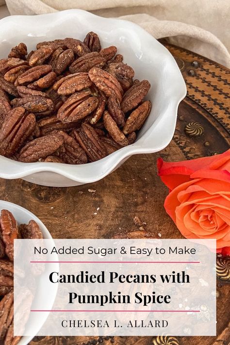 This easy recipe for candied pecans with pumpkin spice makes a delicious treat at any time of the year, but especially during autumn when pecans are in season. They make a great snack all on their own, or as a crunchy topping to your favorite oatmeal or salad. Best of all, I developed a method for how to make them without added sugar. This keeps blood glucose levels stable, reducing mood swings, cravings and inflammation. #noaddedsugar #healthysnack #pecan #pumpkinspice Pumpkin Spice Pecans, Low Sugar Desserts, Ginger Nut, Gluten Free Desserts Recipes, Pecan Recipes, Pumpkin Pecan, Blood Glucose Levels, Glucose Levels, Candied Pecans