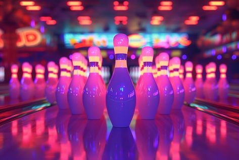 Bowling Alley, Bowling, Neon Lighting, Neon