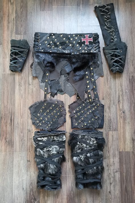 Custom made mens viking pro wrestling costume including a battle skirt, bracers, knee pad covers and fur leg covers. Dm me for custom work. Battle Skirt, Wrestling Costumes, Wrestling Gear, Knee Pads, Pad Cover, Pro Wrestling, Wrestling Ring, Dm Me, Vikings