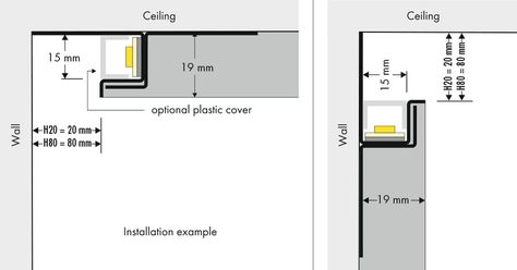 Cove Lighting Profile H Plaster :: LED Leuchten - LED Lights :: PROLED MBNLED Cove Lighting Ceiling, Blitz Design, Hidden Lighting, Home Lighting Design, Cove Lighting, Ceiling Detail, Ceiling Light Design, Indirect Lighting, General Lighting