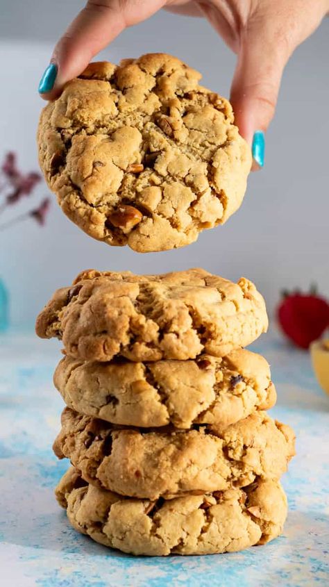 Stuffed Peanut Butter and Jelly Cookies Recipe - This Little Home Jam Stuffed Cookies, Peanut Butter Jam Cookies, Chunky Peanut Butter Recipes, Chunky Cookies Recipes, Chunky Cookie Recipe, Peanut Butter And Jelly Cookies, Peanut Butter Jelly Cookies, Cookie Dough Ingredients, Cookies Light