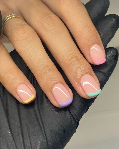 5 Essential Summer Nail Design Trends of 2024 | Vogue Rainbow French, Green Nail Polish, Simple Gel Nails, Summer Acrylic Nails, Nail Length, Glitter Gel, Nail Designs Summer, Cool Nail Art, French Manicure