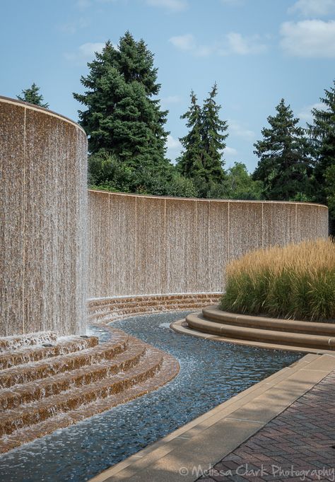 Waterscape Design, Waterfall Building, Thesis Ideas, Feather Reed Grass, Drawing Light, Water Architecture, Water Feature Wall, Arlington Virginia, Courtyard Design