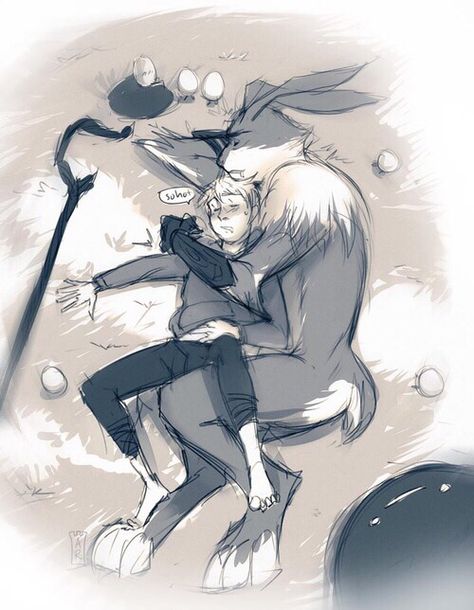 Bunnymund and Jack E. Aster Bunnymund X Jack Frost, Rotg Bunnymund Human, Jack Frost And Bunnymund, Jack Frost And Bunny, Jackrabbit Ship, Jack Frost X Easter Bunny, Jack X Bunny, Jack X Bunnymund, Bunnymund X Jack Frost