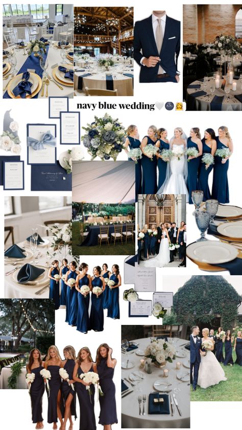 Navy Blue Themed Wedding, Dark Blue Wedding Theme, Chocolate Brown Wedding, Navy Gold Wedding, Navy Blue And Gold Wedding, Wedding Theme Color Schemes, Dark Blue Wedding, Wedding Collage, Blue And White Wedding