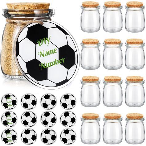 PRICES MAY VARY. Comprehensive Sport Party Favor Package: our sport party favors pack comes with everything you need for unique gift options to share with friends, teammates or sports enthusiasts; Each pack includes 12 sturdy soccer acrylic blanks, 12 quality glass jars with handy cork lids, and 1 roll of rope, offering a total of 25 versatile pieces to perfectly match your sporty ambience Unique Sports Themed Design: each sport party favor element is carefully designed to keep up with the socce Soccer Senior Night Gifts, Sports Celebration, Bicycle Birthday Parties, Bicycle Birthday, Soccer Senior Night, Soccer Party Favors, Soccer Team Gifts, Senior Night Posters, Sports Party Favors