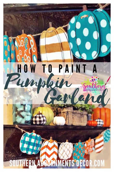 Here’s a fun and easy painted pumpkin banner that you can have hanging up by this weekend! This is a cute DIY project that isn’t expensive and can be customized to fit your autumn decor at your house. painted wooden banners | painted pumkin garland | diy painted fall decor #southernadoornmentsdecor #paintedpumpkins #fallfireplaces Pumkin Decoration, Pumpkin Banner, Target Fall, Wood Banner, Cute Diy Projects, Pumpkin Garland, Painted Pumpkin, Fun Patterns, Fall Crafts Diy