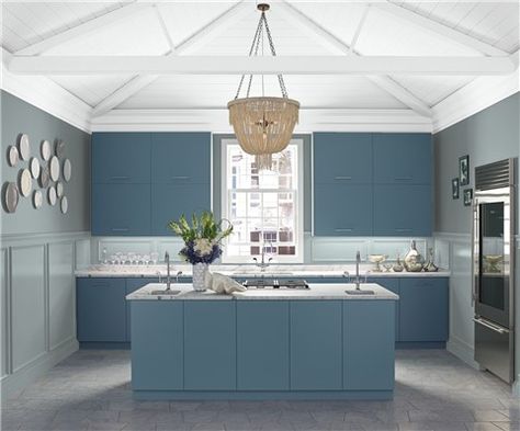 Whipple Blue Benjamin Moore, Blue Benjamin Moore, Bar Sinks, Benjamin Moore Blue, Kitchen Colour Combination, Urban Kitchen, Bar Faucets, Blue Paint Colors, China Blue