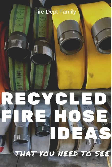 What do you do with all that extra fire hose? recycle it of course! #gogreenin2019 #firehose #recycle #upcycle Diy Fire Hose Projects, Diy Firefighter Decor, Recycled Fire Hose, Fire Station Decor, Repurposed Fire Hose, Firehose Crafts, Fire Hose Decor, Fire Hose Projects, Fire Hose Crafts