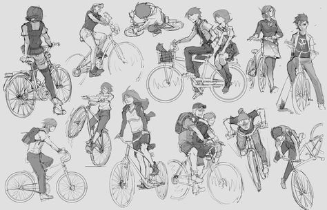 ArtStation - Random Sketch #3 -Bycycle, Sai Foo Bicycle Drawing, Bike Artwork, Bicycle Illustration, Random Sketches, Bike Drawing, Bike Sketch, Bike Illustration, Character Design Girl, Aircraft Art