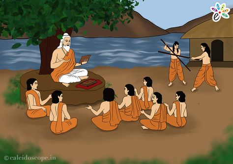 Benefits of Gurukul Education Ancient Gurukul Education, Gurukul System Of Education, Gurukulam Images, Gurukul Painting, Gurukul Education, Indian Education System, Education Painting, Education System In India, Free Cartoon Characters