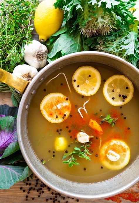 Detox Immune Boosting Vegetable Herb Broth Herb Broth, Vegan Copycat, Vegan Comfort Food Recipes, Sipping Broth, Immune Boosting Foods, Bone Broth Recipe, Comfort Food Recipes, Broth Recipes, Vegan Comfort Food