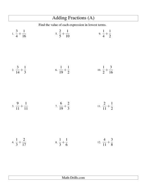 Adding Fractions with Unlike Denominators (A) Math Worksheet #freemath Fractions Worksheets Grade 4, Free Fraction Worksheets, Multiplying Fractions Worksheets, Fractions With Unlike Denominators, Math Fractions Worksheets, Proper Fractions, Handwriting Worksheet, Add And Subtract Fractions, Simplifying Fractions