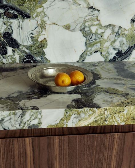 Green Marble Kitchen, Green With Envy, St Kilda, Kitchen Marble, Stone Countertops, Green Marble, Kitchen Style, Interior Inspo, Dream Home Design