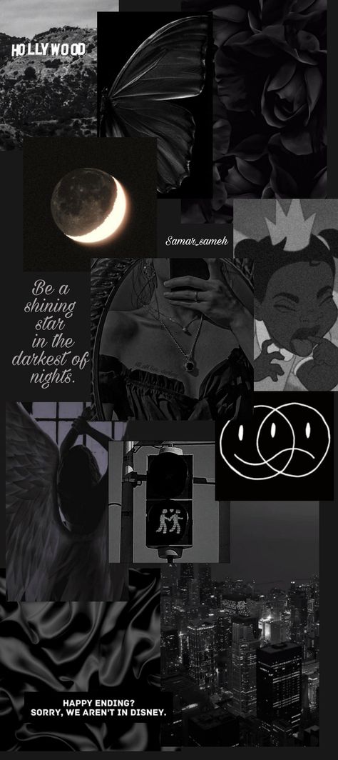 Made by: me 🌚 Black Wallpaper, Black Aesthetic, Moon, Black And White, Collage, White, Black