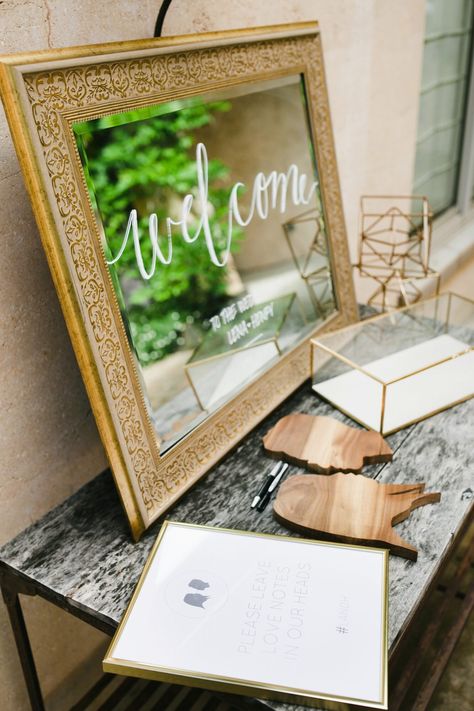 guest book welcome mirror wooden silhouettes