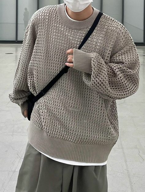 Crochet Sweater Men Aesthetic, Crochet Sweatshirt For Men, Acubi Male Style, Tomboy Winter Outfits, Crochet Vest Outfit, Crochet Sweater Design, Sweater Outfits Men, Crochet Men, Crochet For Boys