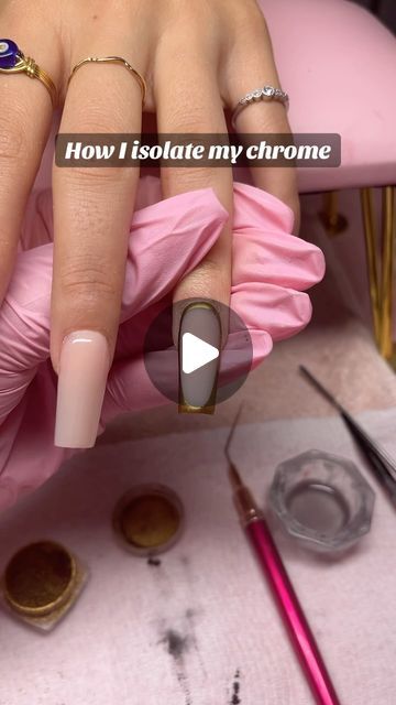 𝐿𝒾𝓁𝓁𝒾𝒶𝓃 💗 on Instagram: "Little tutorial on how I isolate my chrome 💗 hope it helps for those that asked!  - using “classic nude” by @vbeautypure  - - #nails #nailart #nailartclub #nailstagram #chromenails #tutorial #chrometutorial #nailtech #explore #explorepage✨ #nails2inspire #nailsmagazine #nailsoftheday #nailtechnician #nailtutorial" How To Isolate Chrome, Isolated Chrome Nails Tutorial, Chrome Nails Tutorial Videos, Chrome Nails How To, Chrome Nail Tutorial, How To Do Chrome Nails Step By Step, Isolated Chrome Nails, How To Do Chrome Nails, Nude Nails With Chrome