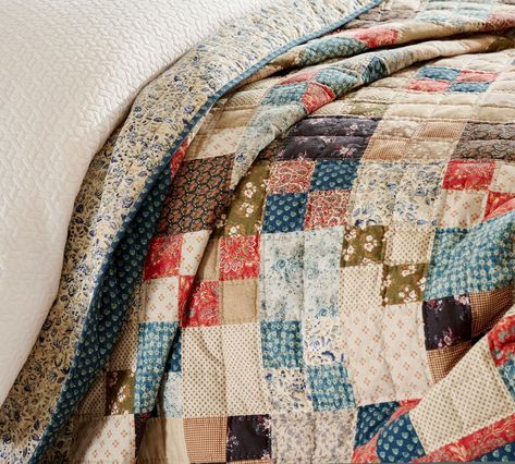 Mila Reversible Quilt | Pottery Barn Pottery Barn Quilts, Pottery Barn Bedrooms, Charm Pack Quilt Patterns, Neutral Quilt, Charm Pack Quilt, Farmhouse Quilts, Cottage Quilt, Cozy Quilts, Cute Quilts