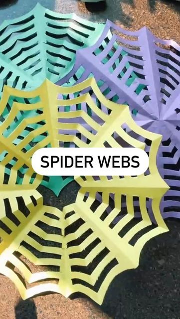 Paper Spiderwebs Diy, How To Cut A Spider Web Out Of Paper, Spiderweb Paper Cutout, Spider Web Cutout Paper, How To Make Spider Webs, How To Make A Spider Web, Spider Web Cutout, Spiderweb Tutorial, Paper Spiderwebs