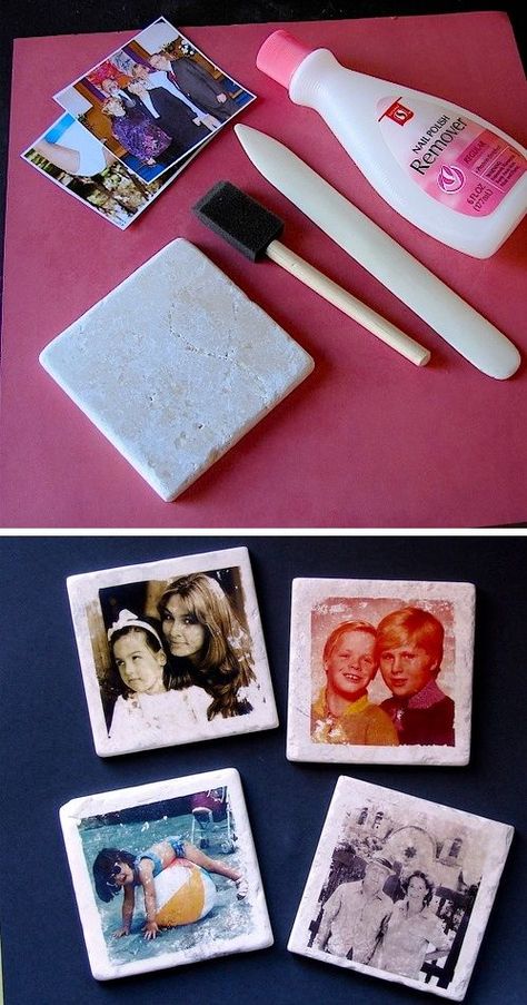 35 Easy DIY Gift Ideas That People Actually Want -- Custom photo coasters! So easy to make. Acetone Transfer, Custom Photo Coasters, Photo Crafts, Advanced Photography, Photo Coasters, Idea Photo, Diy Printing, Astuces Diy, Photo Tiles