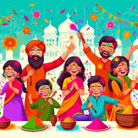 Holi Cartoon Images, Holi Illustration, Mandala Wall Art Murals, Happy Holi Background, Hindi Project, Holi Background, Holi Festival India, Holi Theme, Holi Pictures