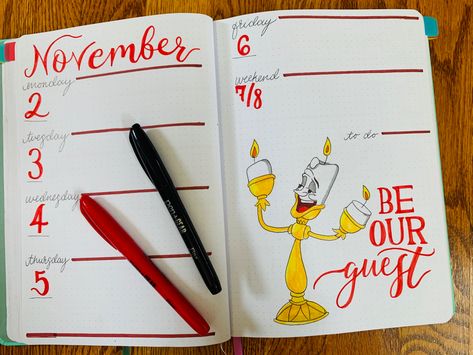 Beauty And The Beast Bujo, Disney Bujo Theme, Disney Bujo, Disney Bullet Journal, Bullet Journal Week, Journal February, Disney Planner, Beauty And The Beast Theme, Bullet Journel