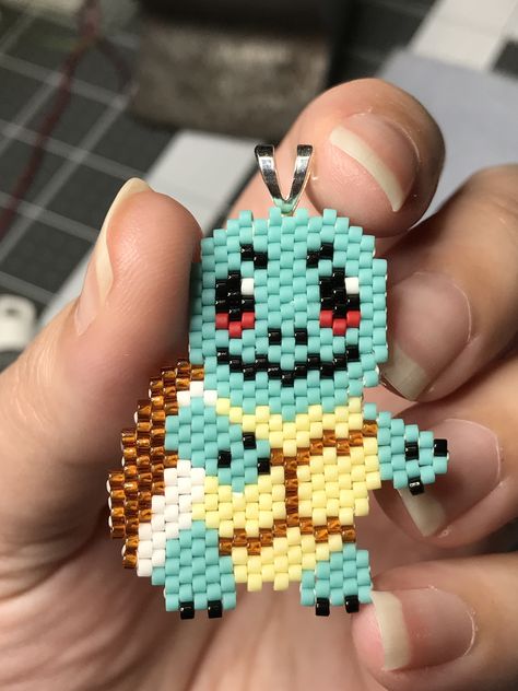 Pokemon Brick Stitch Pattern, Pokemon Seed Bead Patterns, Brick Stitch Pokemon, Beaded Pokemon, Bead Bottle, Miyuki Beads Pattern, Seed Bead Jewelry Patterns, Pony Bead Patterns, Brick Stitch Earrings