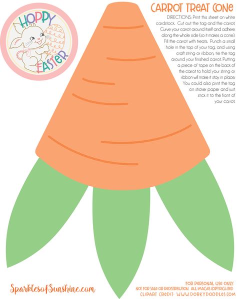 Check out this simple treat for Easter with this free printable carrot treat cone. Carrot Template, Cone Template, Treat Cones, Easter Printables Free, Easter Projects, Easter Printables, Easy Treats, Easter Treats, Candy Bags