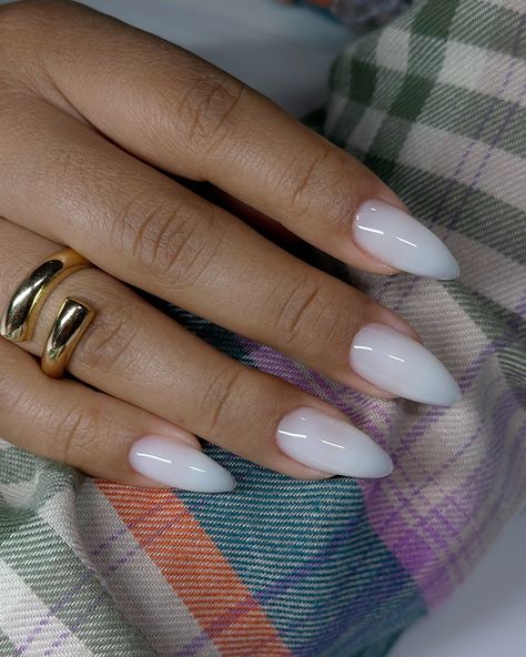 Milky white 🍼🥛🥥🤍 check out the reel I posted on this look 😌 #dovenailsbysharon White Almond Nails, Milky Nails, Short Almond Nails, Todays Mood, Milky White, Almond Nails, Natural Hair Styles, Nail Designs, Nails