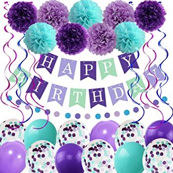 Purple Birthday Decorations, Teal Balloons, Mermaid Happy Birthday, Black And Gold Party Decorations, Purple Party Decorations, Mermaid Birthday Decorations, Mermaid Birthday Party Decorations, Gold Party Decorations, Mermaid Party Decorations