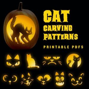 Grumpy Cat Pumpkin Carving, Spooky Cat Pumpkin Carving, Easy Cat Jack O Lantern, Halloween Cat Pumpkin Carving, Cat Jack O Lanterns Pattern, Cat Jackolantern Faces, Cat Carved Pumpkins, Cat Face Pumpkin Carving, Kitty Cat Pumpkin Carving