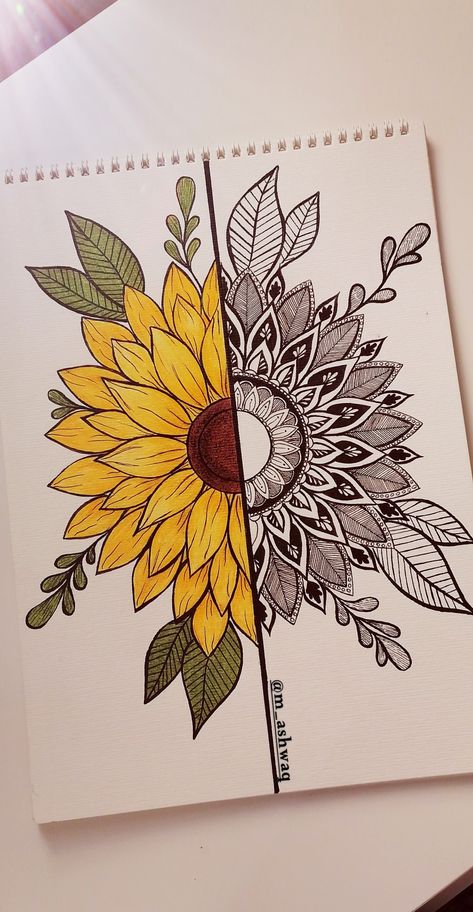 #mandalaart #mandala Sunflower Drawing Sketch, Tablet Sketches Art, Flower Mandala Sketch, Sunflower Mandala Drawing, Sunshine Sketch, Sunshine Mandala, Sunshine Drawing, Sunflower Sketch, Simple Mandala Art