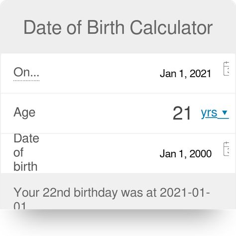 Date of Birth Calculator Birthday Date, Birthday Dates, 22nd Birthday, Date Of Birth, Birth Year, Drink Up, The Age, Calculator, The Borrowers