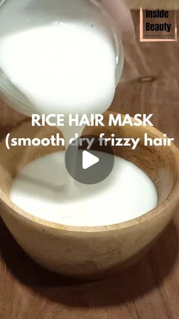 Inside beauty on Instagram: "Hair mask for hair growth, straight, smooth, shiny & frizz free hair #reels #haircare #haircaretips #mask #hairmask #hairgrowth #frizzfree #beauty #skincare #beautybloggers #skincareroutine #rice #videocreator #home #naturalhair #natural #recipes #skincarejunkie #explorepage #reelsinstagram #instagood Note: The hair mask have to be prepared freshly everytime when you want to use." Rice Hair Mask Diy, Natural Hair Mask For Frizzy Hair, Rise Hair Mask, Rice Hair Mask For Smooth And Silky Hair, Curd Hair Mask For Frizzy Hair, How To Get Frizz Free Hair At Home, Hairmask Diy Smooth, Frizz Free Hair Mask, Hairmask Diy Shiny Hair