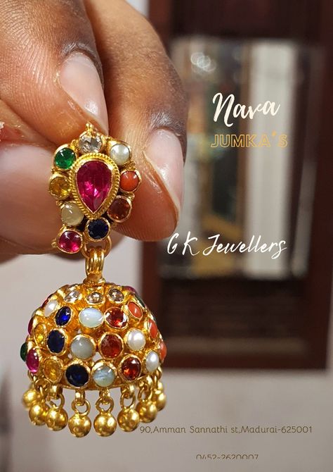 Latest Navaratna Jewellery, Navaratan Jewellery, Navaratna Jewellery, Antique Necklaces Design, Antique Necklaces, Mango Tree, India Jewelry, Madurai, 18k Gold Jewelry