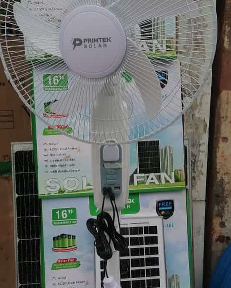 Primetek Solar Rechargeable fan 16” with solar panel ad two bulbs. Durable Long lasting Price #77,000. ☎️ 08022544087. #nony_sells Solar Fan, Rechargeable Fan, June 1, Solar Panel, Solar Panels, Solar, Long Lasting, Fan, On Instagram