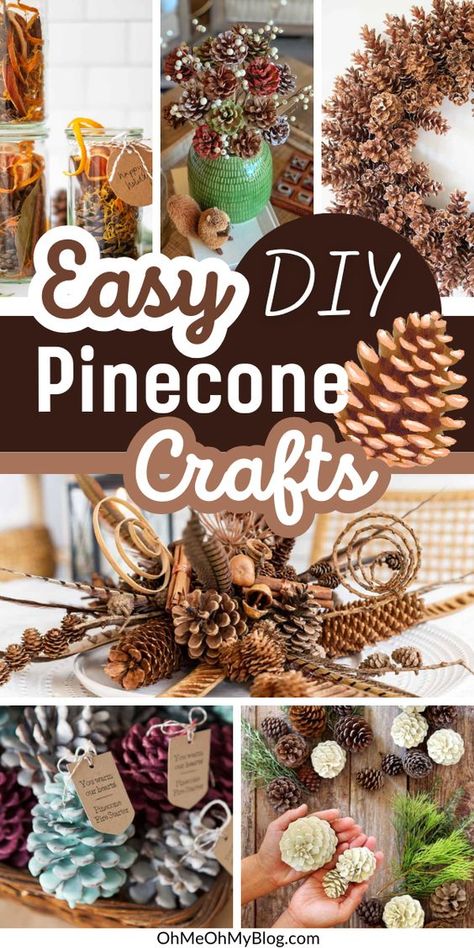 Make one of these DIY pinecone crafts for a fun fall activity that results in a beautiful piece of decor or something practical! Pine Cone Crafts Pinecone Decor, Large Pinecone Crafts, Crafts With Pinecones, Nature Crafts For Adults Diy, Nature Crafts For Adults, Diy Pinecone Crafts, Pinecone Projects, Crafts For Fall, Pinecone Centerpiece